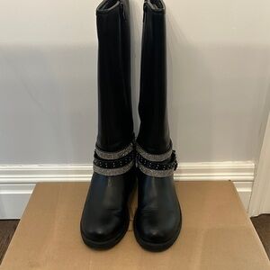 Steve Madden Black and Silver Kids Boots